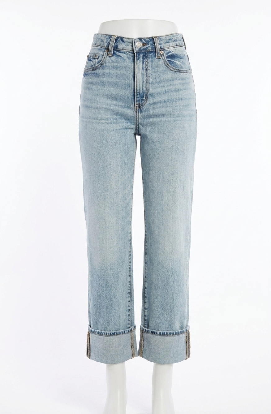 NEW DAZE sundaze high rise vintage straight cuffed jeans in girl code wash